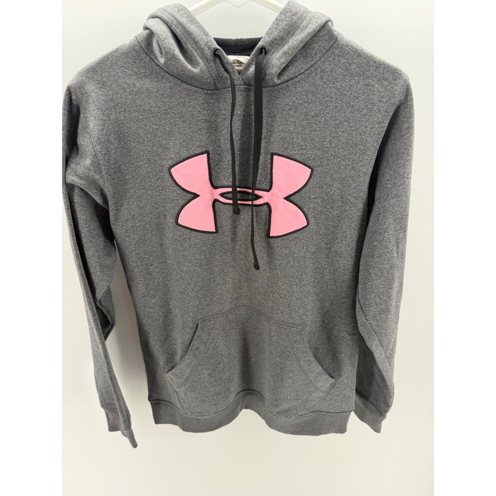 Under Armour Hoodie Women Medium Gray NWOT Pink Logo Pullover Athleisure